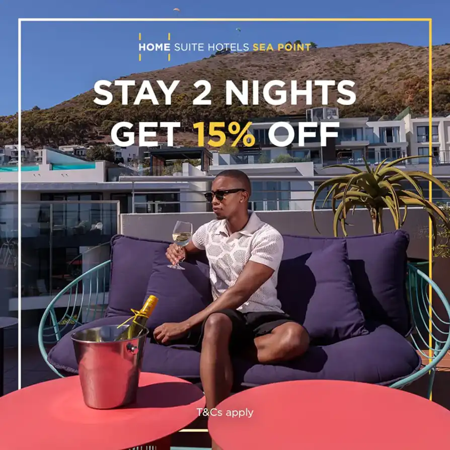 Stay 2 Nights, Get 15% Off promotion for Home Suite Hotels Sea Point