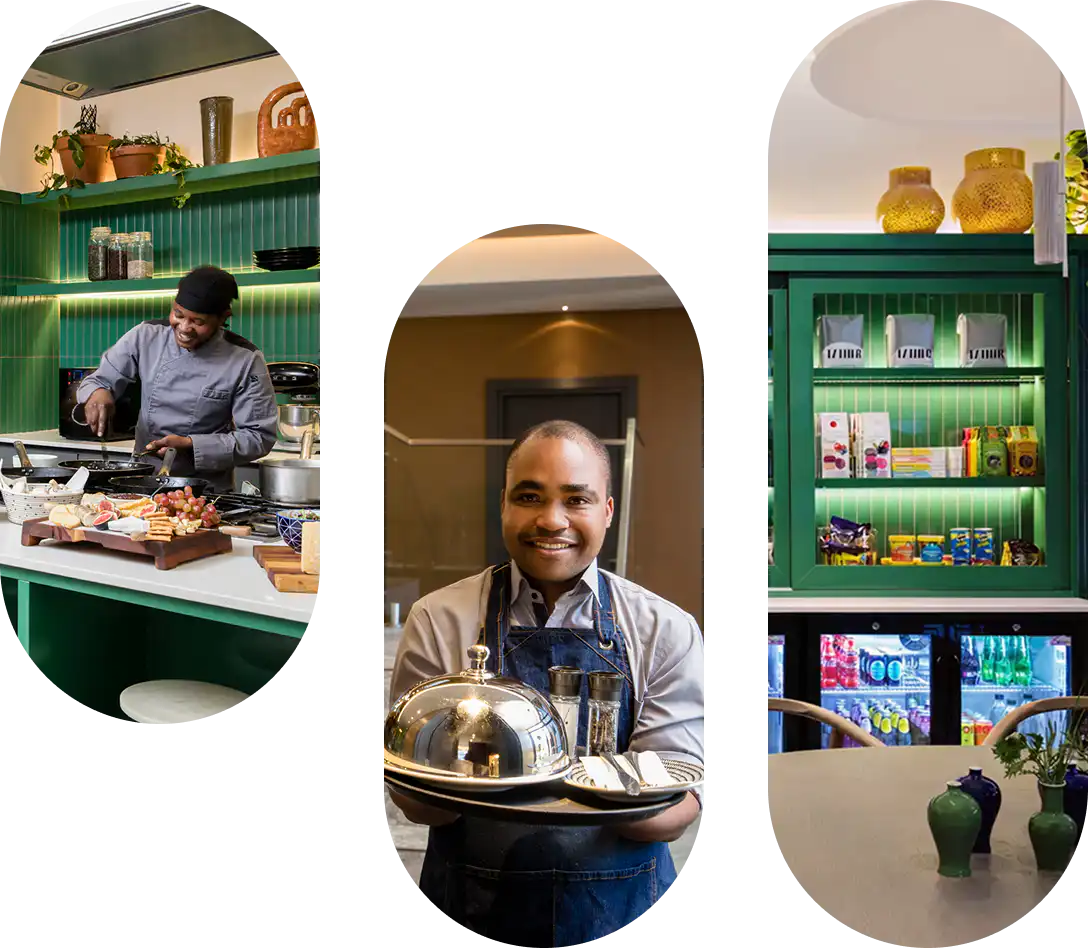 Breakfast preparation and service at Home Suite Hotels Rosebank